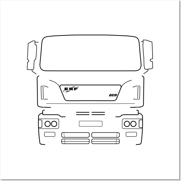 Classic ERF ECS lorry black outline graphic Wall Art by soitwouldseem
